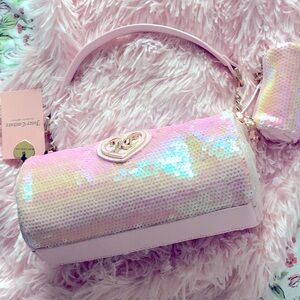 New Juicy Couture Pink Sequin Shoulder Bag With Matching Coin Purse with tag NWT